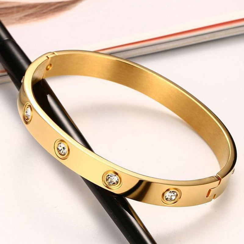 Gold-Plated Bangle-Style Cuff Bracelet