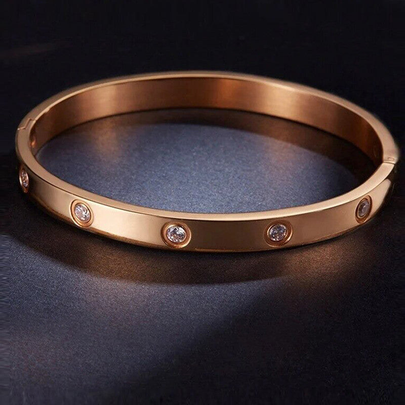 Stainless Steel Contemporary Rose Gold Plated Love Bracelet