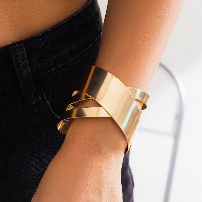 Gold-Plated Bangle-Style Cuff Bracelet
